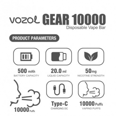 Die Vozol Gear 10000 Produktparameter